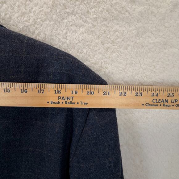 Pronto Uomo Wool 2 Button Windowpane Plaid Blazer Men Sz 46 Short Sport Ventless - Picture 6 of 12